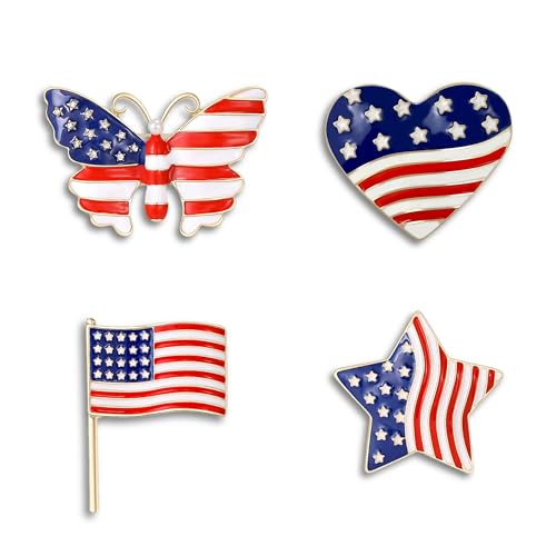 Image of American Flag Pin Patriotic Enamel Brooch USA 250th Birthday 250 Years Anniversary 4th of July Independence Day Accessories Celebration Gift