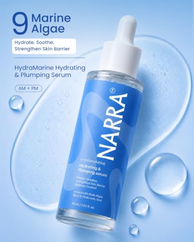 Image of NARRA HydraMarine - Hydrating & Plumping Serum | 9 Marine Algae Complex, Ceramides & Hyaluronic Acid | Deep Hydration, Barrier Repair, Plumping | Lightweight Non-Sticky Texture | Suitable for All Skin Types | 30 ml | Pack of 1