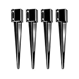 MTB Fence Post Anchor Ground Spike Metal Black Powder Coated 36 x 4 x 4 Inches Outer Diameter (Inner Diameter 3.5 x3.5 Inches), Pack of 4