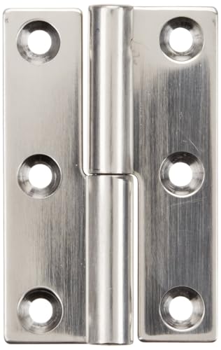 Sugatsune KN-50R/SS Lift Off Hinge, Stainless Steel 304, Polished Finish, Right Handedness, 1.5mm Leaf Thickness, 32mm Open Width, 7.5mm Pin Diameter
