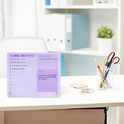 Shooffice Glass Dry Erase Board, 12" X 10" Magnetic Glass Whiteboard For Desk, Frameless Purple Glass Board With 3 Markers, To Do List Planner For Office, Home, School #TOP5