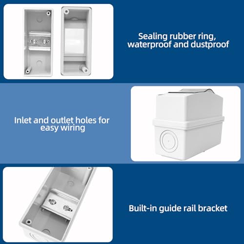 Miniatura 4 de Rafiyu 2 Piezas Caja Estanca Exterior, Ip65 Cuadro Electrico 2 Modulos, Pequeña Caja Eléctrica Con 4 Conectores, Para Jardines Al Aire Libre, Granjas, Estaciones De Carga, Cuartos Húmedos