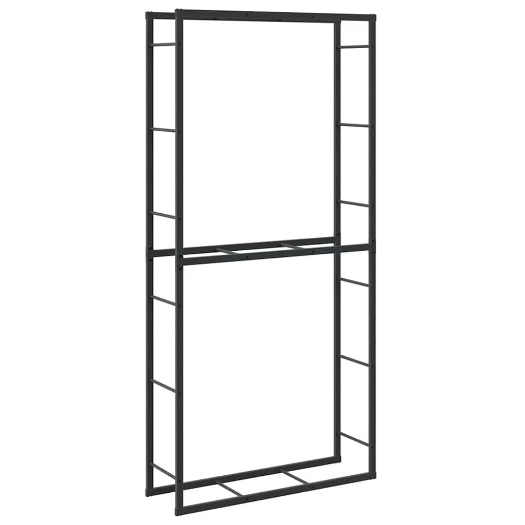 vidaXL Leñero de acero negro 100x40x60 cm