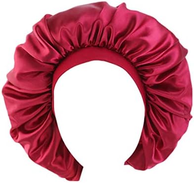 Qianmome Women Big Size Beauty Print Satin Silk Bonnet Sleep Night Cap Head Cover Bonnet Hat for Curly Springy Hair