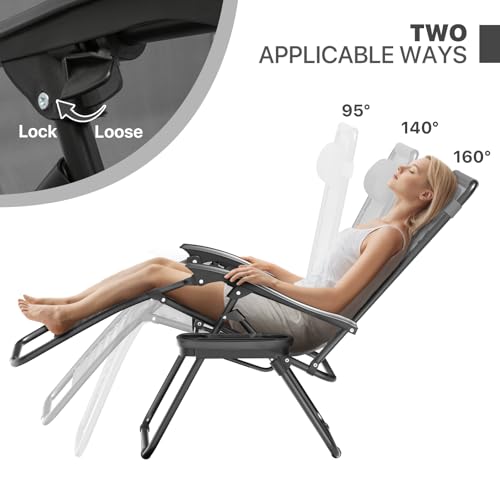 Chaise longue camping pliable réglable transat jardin gris - 7