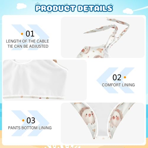 KLL Cute Watercolor Hedgehogs Girls' Two Piece Bikini Set Beach Swimsuit Swimwear Adjustable Strap4
