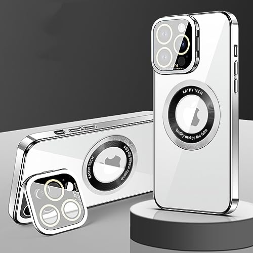 Estuche magnético para iPhone 12 con protector de lente LVTFCO plata