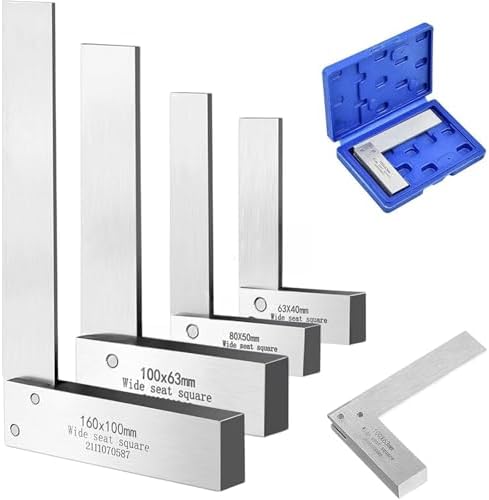 4PCS Machinist Square Set 2, 3, 4, 6 Inch, High Precision 90 Degree Wide Base Square Measuring Tool, L-Type Hard Steel Right Angle Ruler for Engineer Student Artist, Machinery