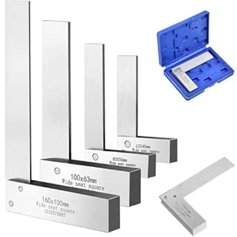 4PCS Machinist Square Set 2, 3, 4, 6 Inch, High Precision 90 Degree Wide Base Square Measuring Tool, L-Type Hard Steel Right Angle Ruler for Engineer Student Artist, Machinery