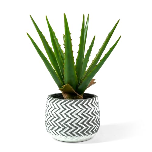 Ferrisland Artificial Potted Plants Fake: 12" Aloe Vera Desk Faux