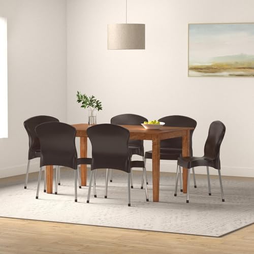 Image of Cello Milano Cafeteria Set of 4 Chairs (Brown) | Strong and Durable | Easy to Clean | Chair for Living Room, Bed Room, Kitchen, Office Room, Outdoor | 3 Years Warranty