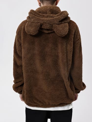 SOLY HUX Men's Fall Winter Fuzzy Bear Ear Hoodies Hooded Fleece Pullover Sweatshirt with Pocket2