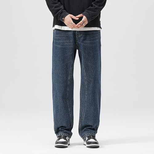 Jeans Pants Trousers Denim Spring and Autumn Personalized Splicing Men's High Street Rascal Handsome Loose Wide Leg Classic2