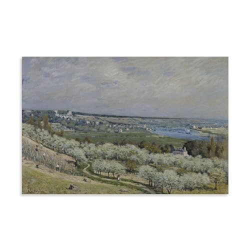 The Terrace at Saint-Germain, Spring (1875) by Alfred Sisley Poster�C���e���A�f�U�C���̃|�X�^�[�A�Ƃ̑����̔��w�A�����̐V�����Ƃ̑��蕨08x12inch(20x30cm) Unframe-