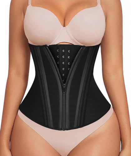 Image of SHAPERX Waist Trainer for Women Corset Shapewear Tummy Control Sport Workout Waist Cincher Body Shaper Zipper and Hooks