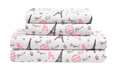 Mallary By Matthew Kids Super-Soft 100% Microfiber Print Sheet, Bonjour Paris, Full #TOP6