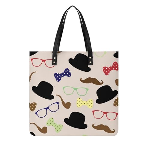 Sac à main shopper original motif chapeau | Grand cabas de voyage en toile 39x39cm