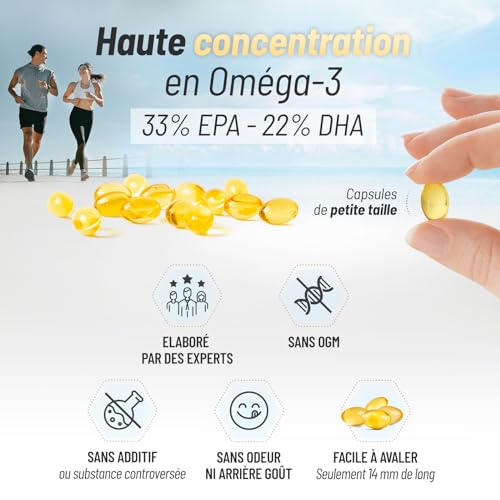 Oméga 3 - Huile de Poissons Sauvages - Cerveau - Vision - Coeur - EPA 660mg / DHA 440mg - 100 capsules - GPH Diffusion – Image 4
