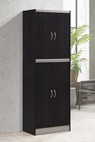 Hodedah 4 Door Kitchen Pantry with Four Shelves, Chocolate