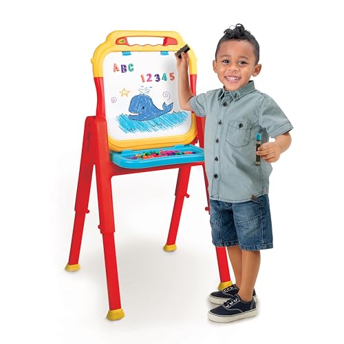 Crayola Triple-The-Fun - Caballete artístico – 77 letras y números magnéticos, tiza de 4 quilates, alturas ajustables, tablero de dibujo desmontable, regalos para niños pequeños de 3, 4, 5, 6 años