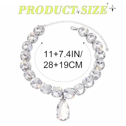 ACEDRE Rhinestone Choker Necklace Large Crystal Pendant Necklaces Silver Diamond Neck Chain Party Prom Pageants Fashion Chokers Jewelry for Women4