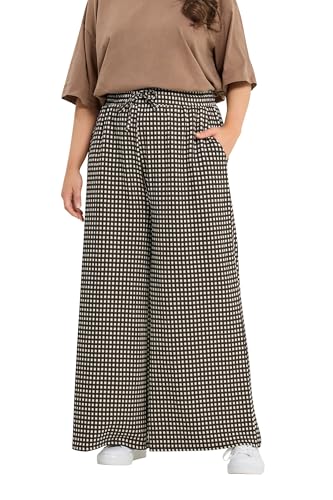 Image of Yours Curve Brown Gingham Wide Leg Trousers - Women's - Plus Size Curve