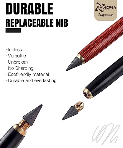 Everlasting Wooden Pencils - Pack of 2 with Extra Refills - Sustainable Writing Instrument for Drawing, Sketching, and Writing - Eco-Friendly and Long-Lasting Design for School, Office, and Home Use