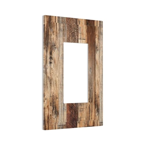 Annisrak Brown Rustic Wood Grain Decorative Outlet Covers 1 Gang Single Rocker Wall Plates Light Switch Cover Plate GFCI Faceplate for Bedroom Farmhouse Decor by Annisrak - Image 2