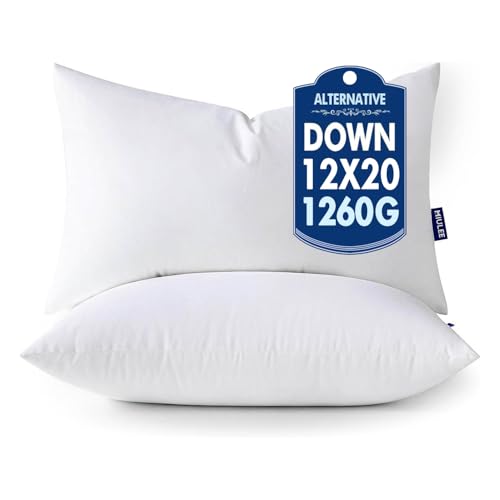 MIULEE 12x20 Pillow Inserts Pack of 2 Down Alternative Throw Pillows