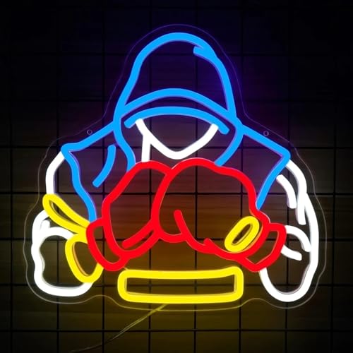 LYNMTPJ Boxeo Cartel de neón - Juego de lucha LED regulable Luz de neón para habitación de niños, sala de juegos, sala de hombres, decoración de fiestas - Cool Birthday Gift (Boxing)