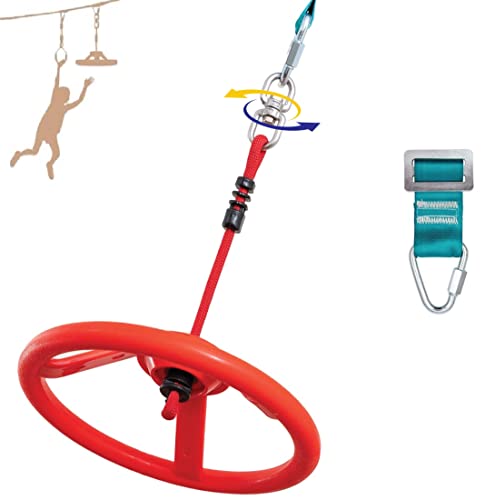 Rueda Ninja para niños, Rueda Colgante para Ninja Warrior, Carrera de obstáculos, Rueda de Mono con línea de obstáculos giratoria Slackline, obstáculos Colgantes, Accesorios de Curso Ninja