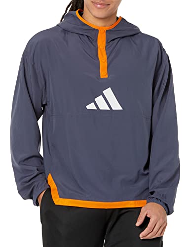 adidas mens Woven Hoodie Shadow Navy/Bright Orange X-Large/Tall at