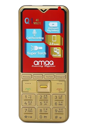 Image of Q1 4g Touch Screen Keypad Mobile|Volte-Supports|Dual SIM|2.8 inch Screen|3500 mAh Battery|Supports Whatsapp|Facebook|Instagram|You Tube|Video Calling|Super Touch|Black. (Gold)