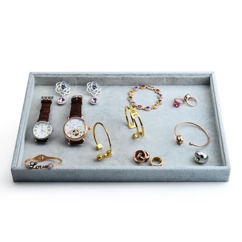 Oirlv Velvet Stackable Jewelry Trays Grids Rings Earrings Bracelet Watch Showcase Display Tray