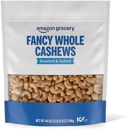 Amazon Grocery, Fancy Whole Cashews, Roasted & Sea Salted, 44 Oz (Previously Happy Belly, Packaging May Vary)