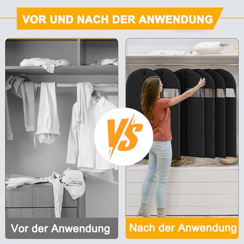 Kleidersack 120 x 60 cm, 4 Stück Kleidersäcke mit Reißverschluss, Faltbare Kleidersack Anzug, Atmungsaktive Staubdichte Mottenfest KleiderhüLle für Hemden Anzüge und Kleider