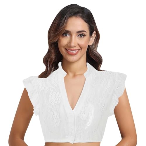 Trachtenbluse Damen Dirndl Bluse Damen Flügelärmel Spitzen Oktoberfest Trachtenbluse Weiß Dirndlbluse Musselin Bluse Spitze Weiße Spitzenbluse Trachtenshirt Dirndl Top Sportshirt Sommertop Bierfest