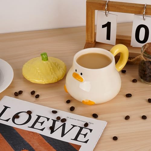 Taza de cerámica con forma de pato y tapa texturizada miniatura 5