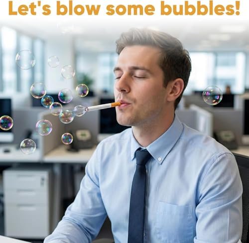 Bubble Cigarette Blower Kit, 2 Pack Mini Bubble Blower Sticks Stress Relief Toy for Men Women, Birthday Christmas Party Gift