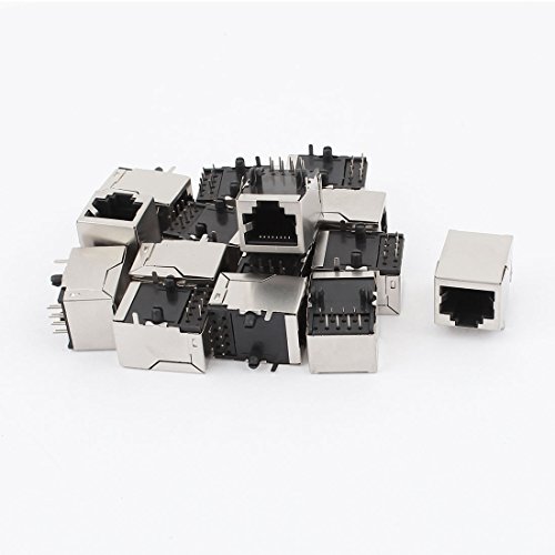sourcing map 15 STK Geschirmte RJ45 8P8C Kunststoff Netzwerk Modular Stecker Buchse für Leiterplatte de