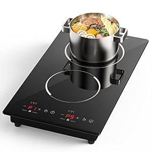 Double Induction Cooktop, 110V Electric Cooktop 2300W Electric Stove Top with 2 Burner Independent Control, Ultrathin Body, 9 Temperature, Multiple Power Levels, 2 Hour Timer, Safety Lock