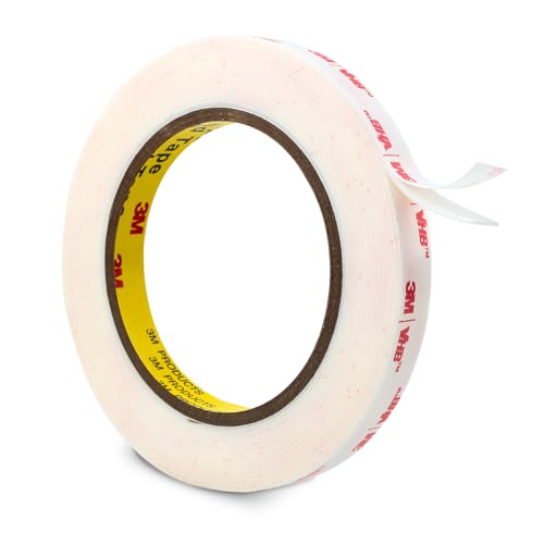 Image of 3M Double Sided Tape Heavy Duty 1 /2''x15.4Ft 0.043in Thick 4950 White | Wall Tape for Hanging, Waterproof Heat Resistant Foam Tape for Automotive Car Decorations Pictures LED Strips