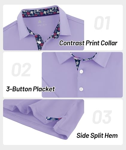 Image of ZITY Golf Shirts for Men Short Sleeve Moisture Wicking Solid Performance Designed Print Collared Casual Polo Shirt