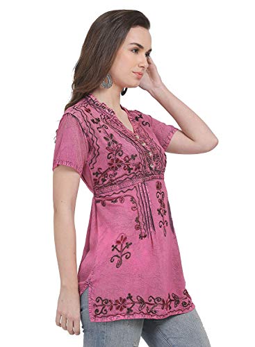 Image of Women's Rayon Pink Embroidery Top
