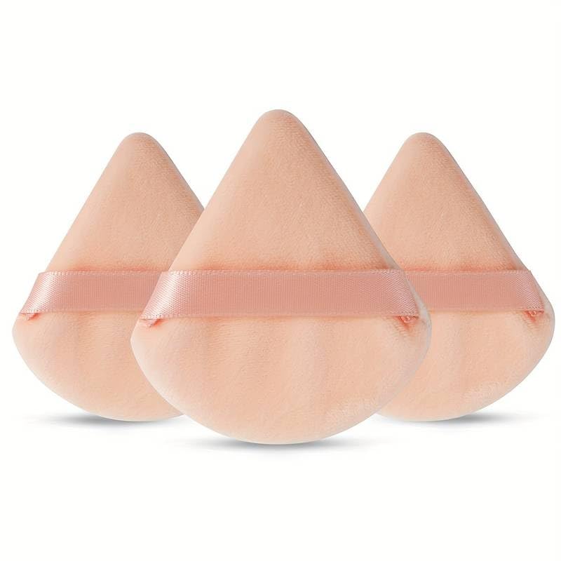 IMAXWAVE Set de 3 Esponjas de maquillaje triangular, esponjas de polvo, Esponjas aplicadoras, Borlas de maquillaje, Esponjas para base y polvo, Esponjas faciales, powder puff (Beige)