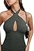 REORIA Women's Sexy Mini Dress Halter Sleeveless Backless Bodycon Criss Cross Ruched Short Dresses Party Night Club Outfits Thyme Medium