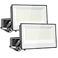 Onforu 100W Flood Lights Outdoor, 8900lm Bright LED Work Light with Plug, 6500K Daylight White LED Flood Light Outdoor, IP66 Waterproof Security Lights Yard Lights for Yard Garage Stadium 2 Pack