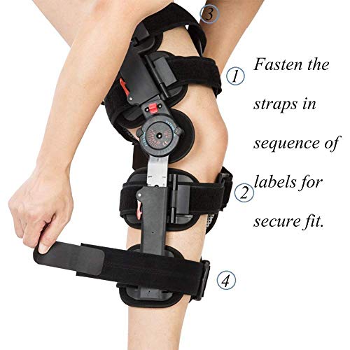 Hinged ROM Knee Brace, Adjustable Post Op Knee Brace Support Pad Orthosis Splint Wrap Medical Orthopedic Stabilizer for Men (No Sling) - Thumbnail 3