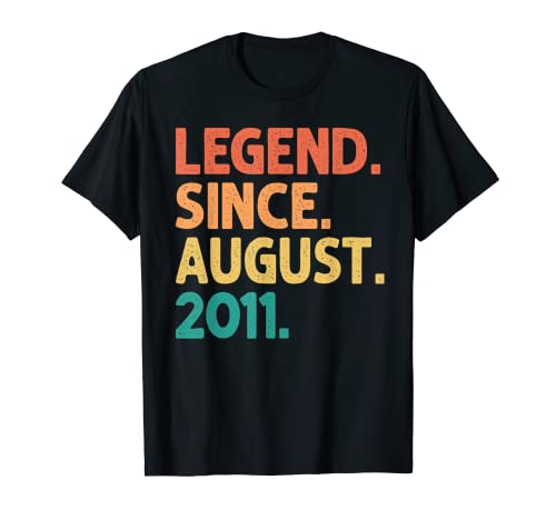 Legend Since August 2011 11 Years Old 16h Birthday Vintage Camiseta