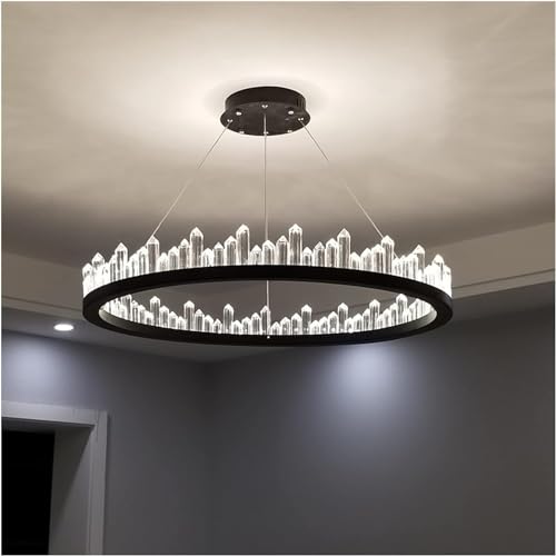 Lámpara colgante LED regulable de diseño industrial con cristales modernos para salón